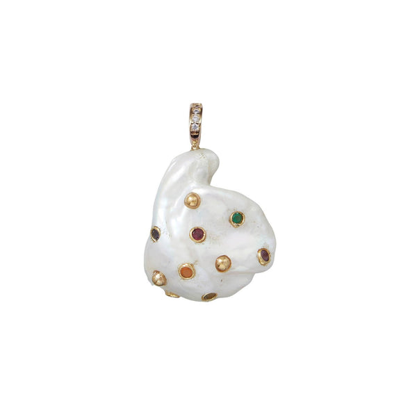 NAIADE Pendentif Perle d'eau douce Baroque, sertie multi-pierres