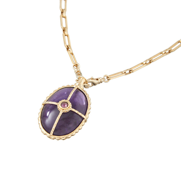 OCTAVE Sautoir Améthyste - doré 24 cts