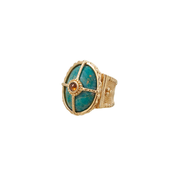 Bague/Chevalière Poissons Turquoise Argent Sterling - Taille 57,5 - Années 80