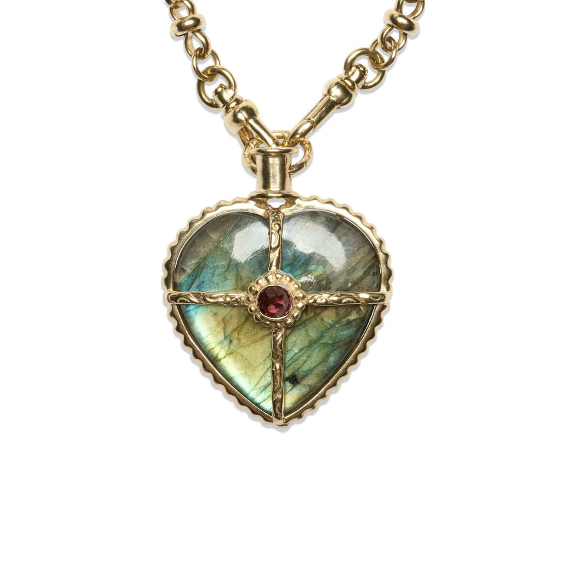 OCTAVE COEUR Collier Labradorite doré 24 cts