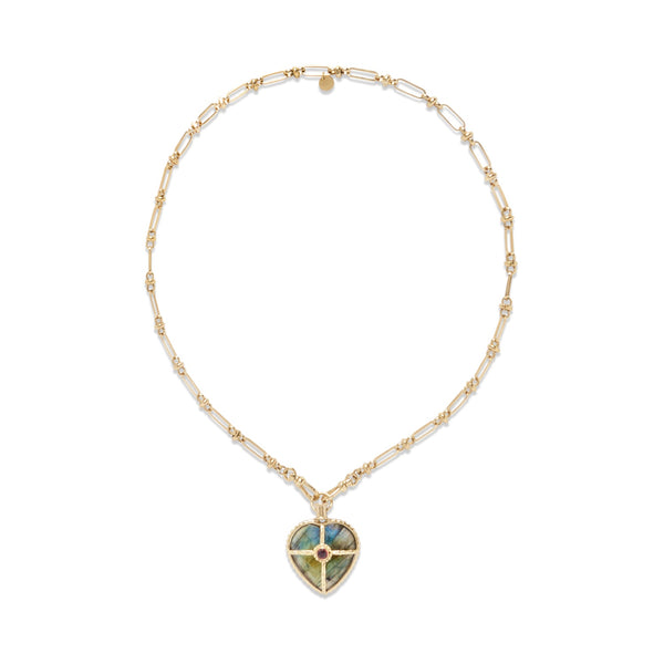 OCTAVE COEUR Collier Labradorite doré 24 cts