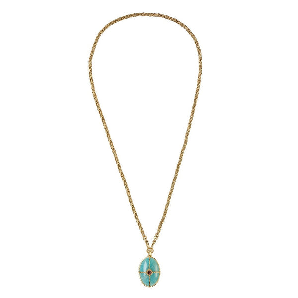 OCTAVE Collier Amazonite Chaîne corde doré 24 cts