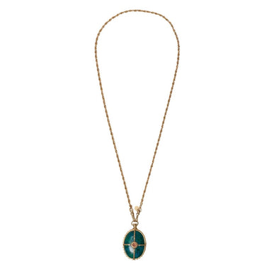 OCTAVE Collier Chrysocolle sur chaine swirl, doré 24 cts