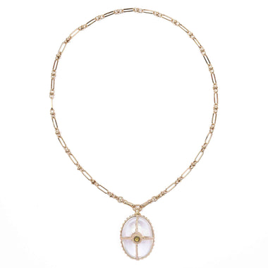 OCTAVE Collier Cristal de roche - chaîne esprit vintage Doré 24 cts