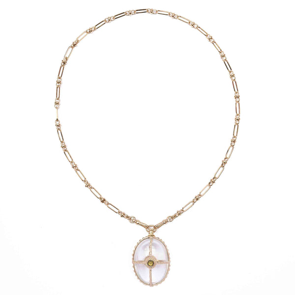 OCTAVE Collier Cristal de roche - chaîne esprit vintage Doré 24 cts