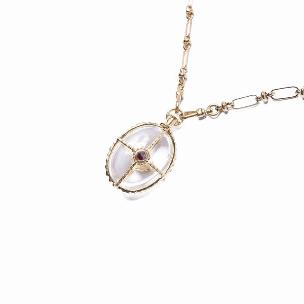 OCTAVE Collier Cristal de roche - chaîne esprit vintage Doré 24 cts