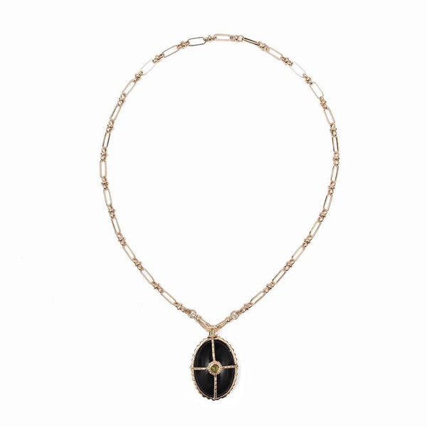 OCTAVE Collier Onyx chaîne esprit vintage