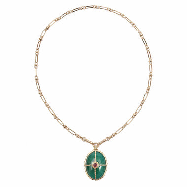 OCTAVE Collier Onyx vert - chaîne esprit vintage