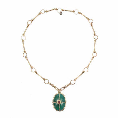 OCTAVE Collier Onyx vert chaîne ronde