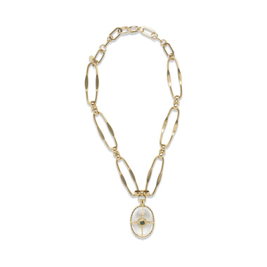 OCTAVIA Collier chaîne XL Cristal de roche Doré 24 cts