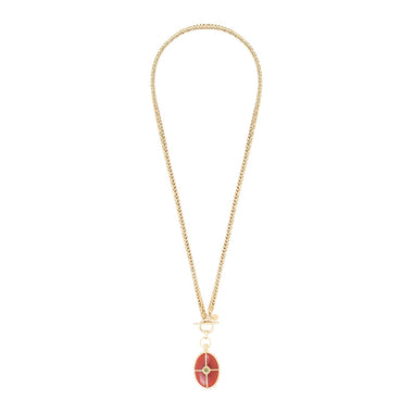 OCTAVE Collier Cornaline, chaîne épi de blé, Doré 24 cts