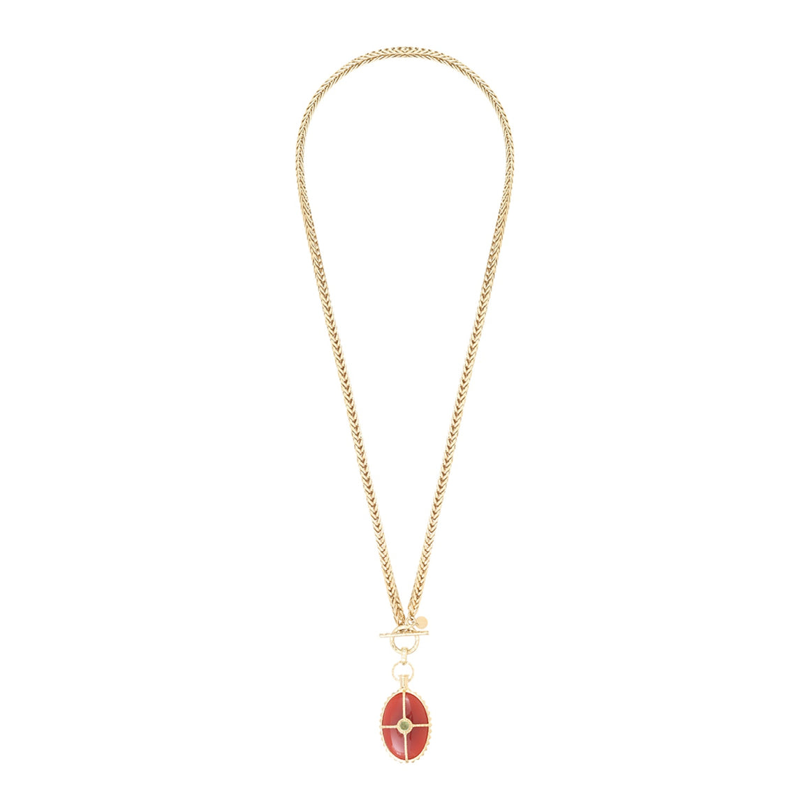 OCTAVE Collier Cornaline, chaîne épi de blé, Doré 24 cts