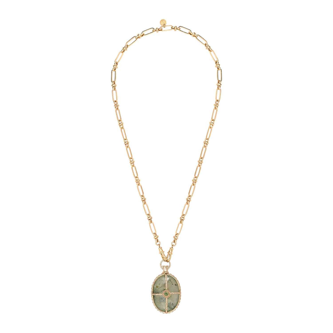 OCTAVE Prehnite Necklace, Vintage-Style Chain, 24k Gold-Plated