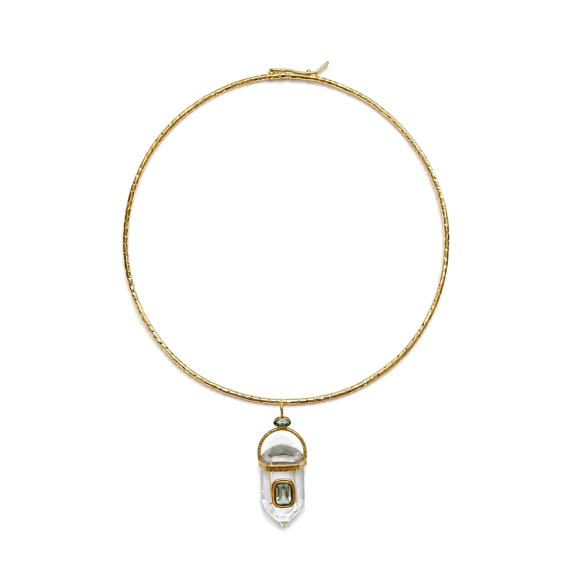 ORACLE Collier Torque Prisme Cristal serti Topaze, Doré 24 cts