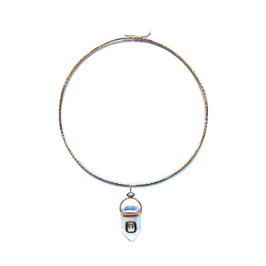 ORACLE Collier Torque Prisme Cristal serti Topaze, Doré 24 cts