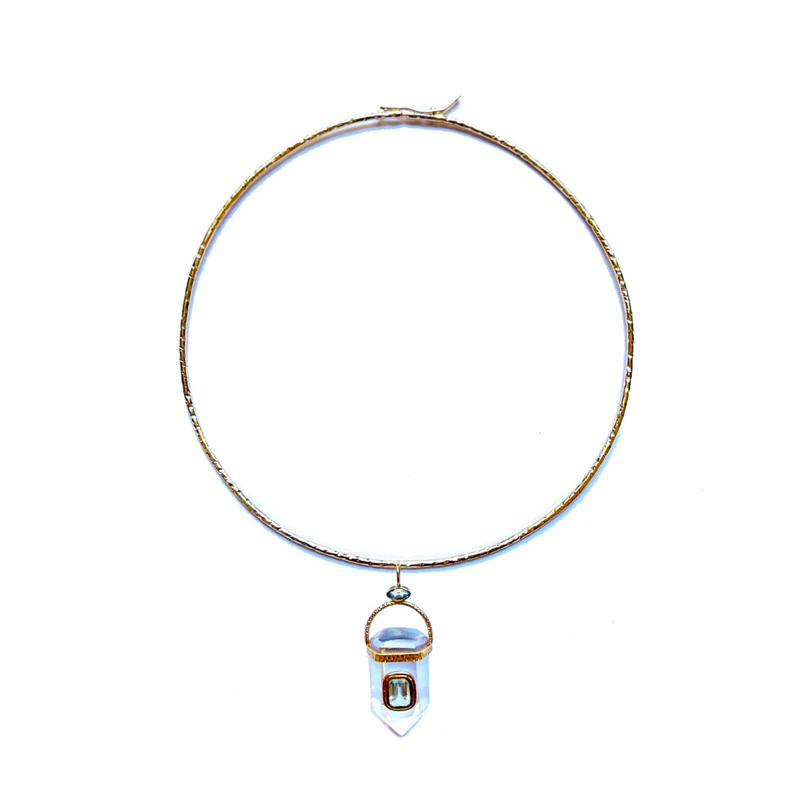 ORACLE Collier Torque Prisme Cristal serti Topaze, Doré 24 cts