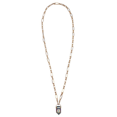 ORACLE Sautoir Prisme Fluorite serti Topaze, Chaîne couture, Doré 24 cts