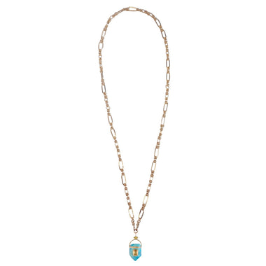 ORACLE Sautoir Prisme Turquoise sertie Citrine, Chaîne couture, Doré 24 cts