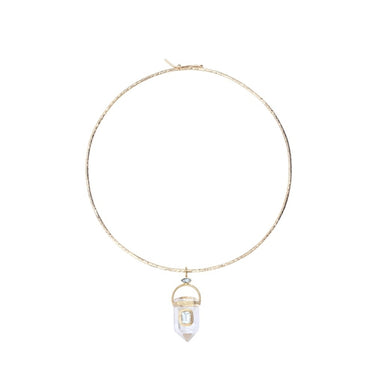 ORACLE Collier Torque Prisme Cristal serti Topaze, Doré 24 cts