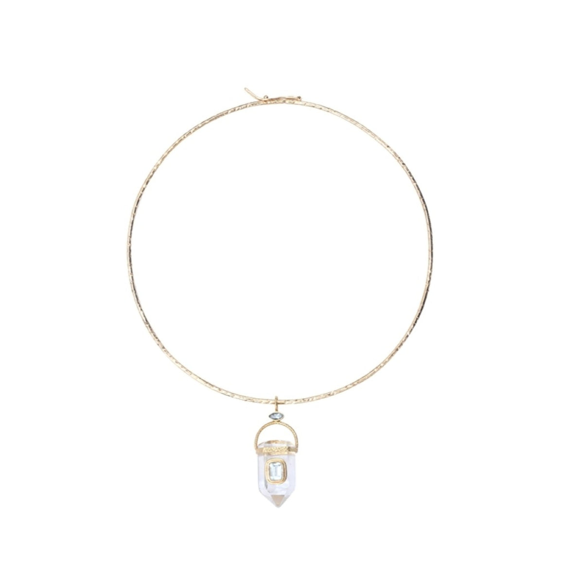 ORACLE Collier Torque Prisme Cristal serti Topaze, Doré 24 cts