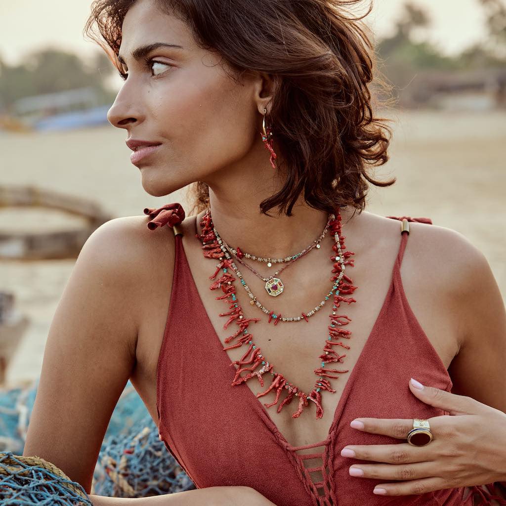 PACIFIC Coral Branch Necklace, Turquoise