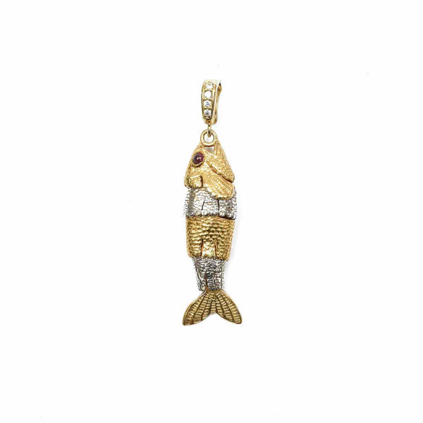 PAROS Charm Poisson articulé argent bicolore
