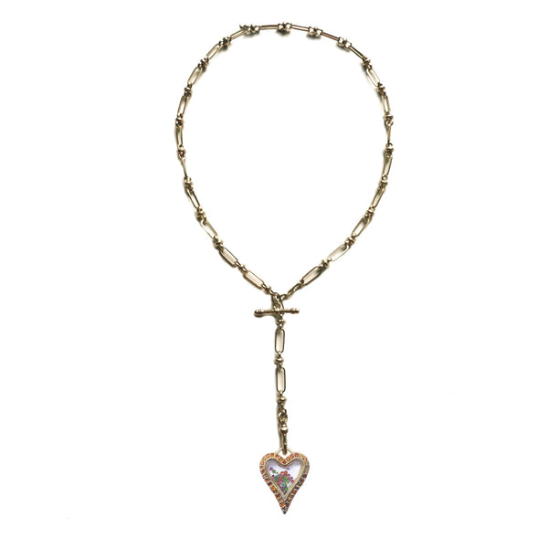 PASSION Collier coeur Citrines et pierres multicolores, Doré 24 cts