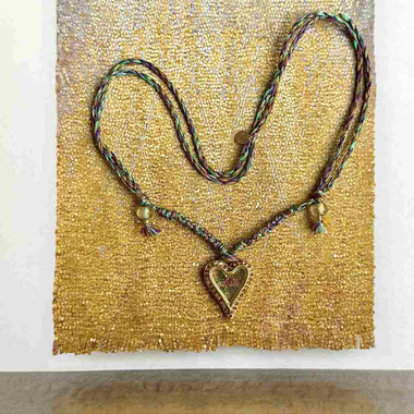 PASSION Collier cordon coeur Citrines et pierres multicolores, Doré 24 cts