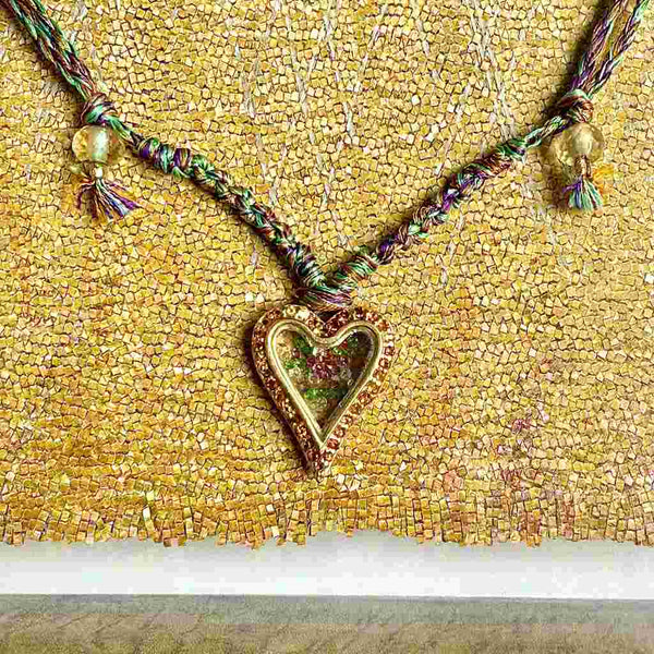 PASSION Collier cordon coeur Citrines et pierres multicolores, Doré 24 cts