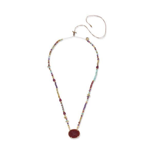 PEGASE Collier a Intaille Cornaline et pierres multicolores