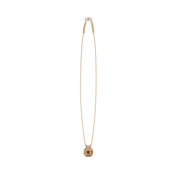NAVRATTAN PETIT MODELE Collier réversible Rubis, Argent plaqué Or 24 cts