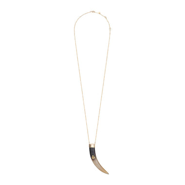 PHEBE Sautoir Corne naturelle sertie Citrine, Opale ou Grenat, doré 24 cts