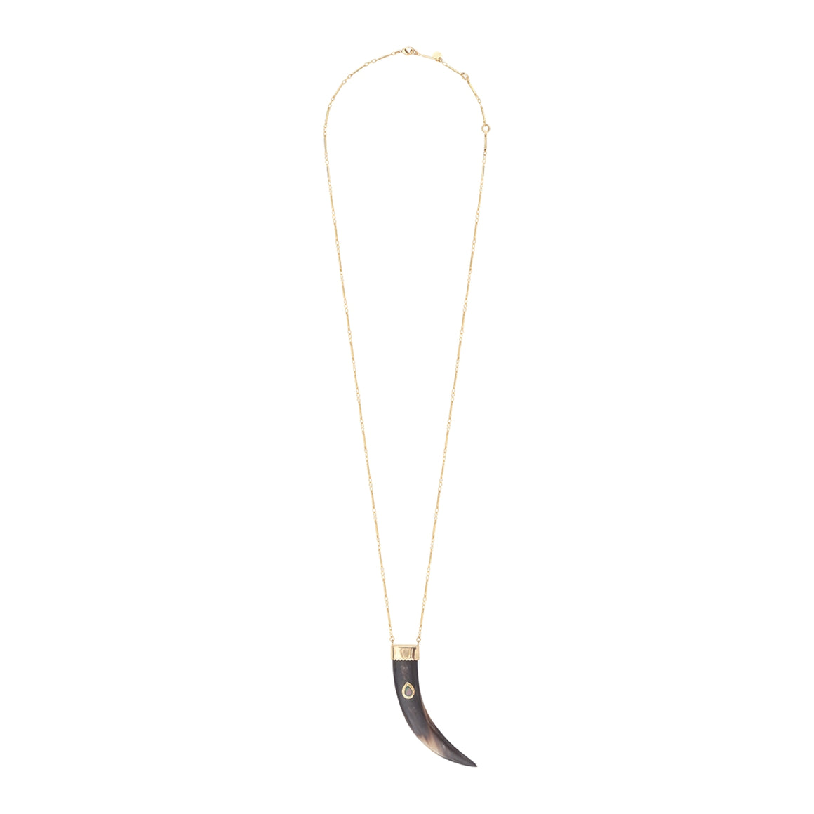 PHEBE Sautoir Corne naturelle sertie Citrine, Opale ou Grenat, doré 24 cts