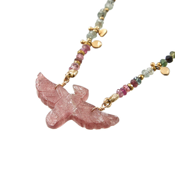 PHOENIX BABY PERLE Collier Strawberry Quartz