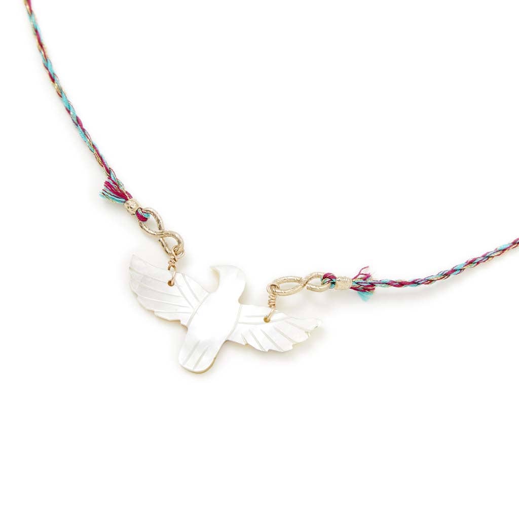 PHOENIX BABY Nacre Collier Cordon de soie