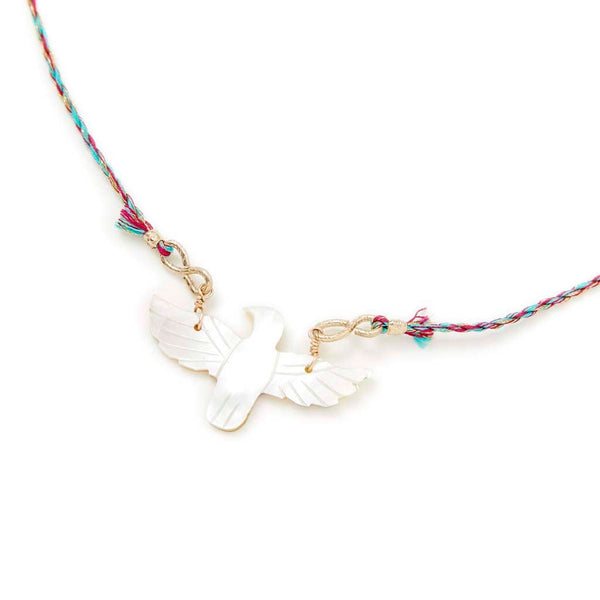 PHOENIX BABY Nacre Collier Cordon de soie