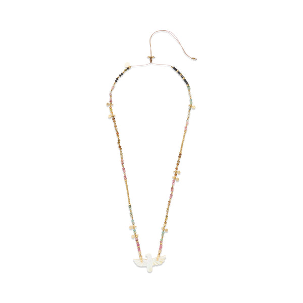 PHOENIX BABY PERLE Collier Nacre et Tourmalines