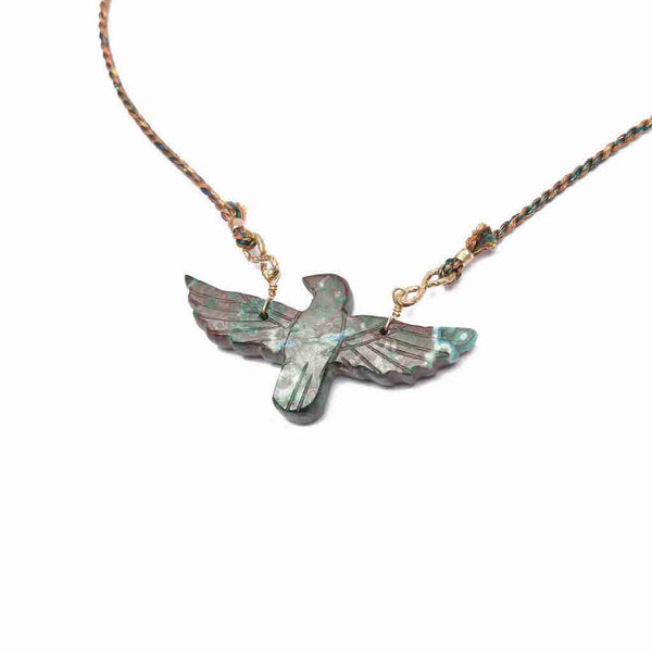 PHOENIX Chrysocolle Bleue Collier Cordon