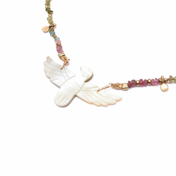 PHOENIX PERLE collier Nacre - Tourmalines