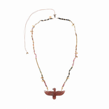 PHOENIX PERLE collier Quartz Strawberry, Tourmalines