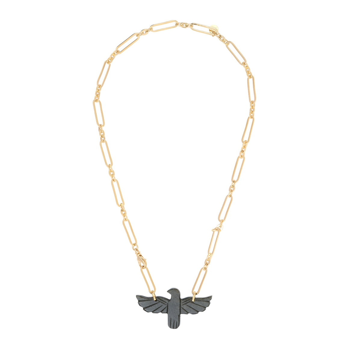 PHOENIX Collier Obsidienne dorée, Doré 24 cts