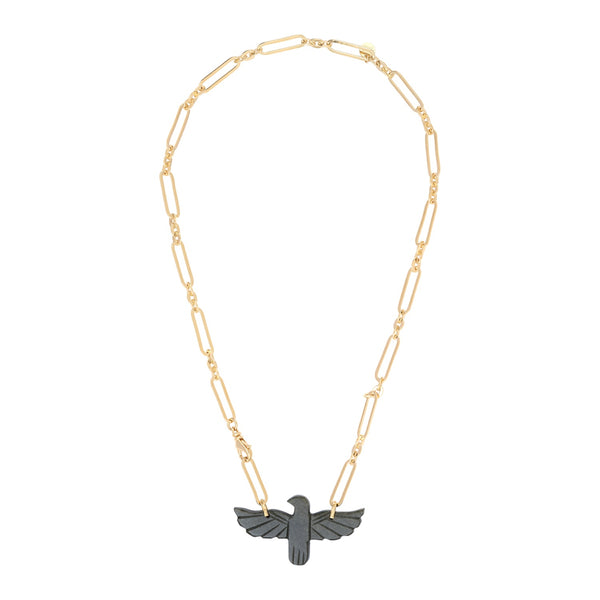 PHOENIX Collier Obsidienne dorée, Doré 24 cts