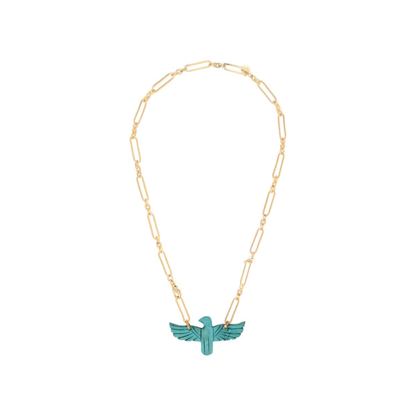 PHOENIX Collier Turquoise, Doré 24 cts