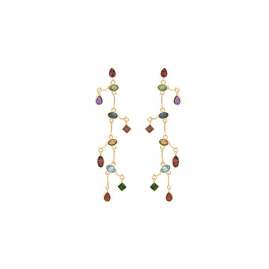 PLEIADES Boucles d'oreilles Pierres fines multicolores, Doré 24 cts