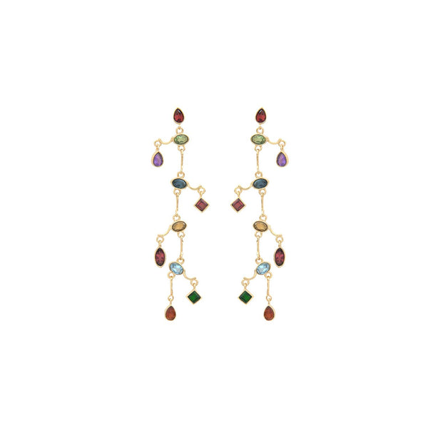 PLEIADES Boucles d'oreilles Pierres fines multicolores, Doré 24 cts