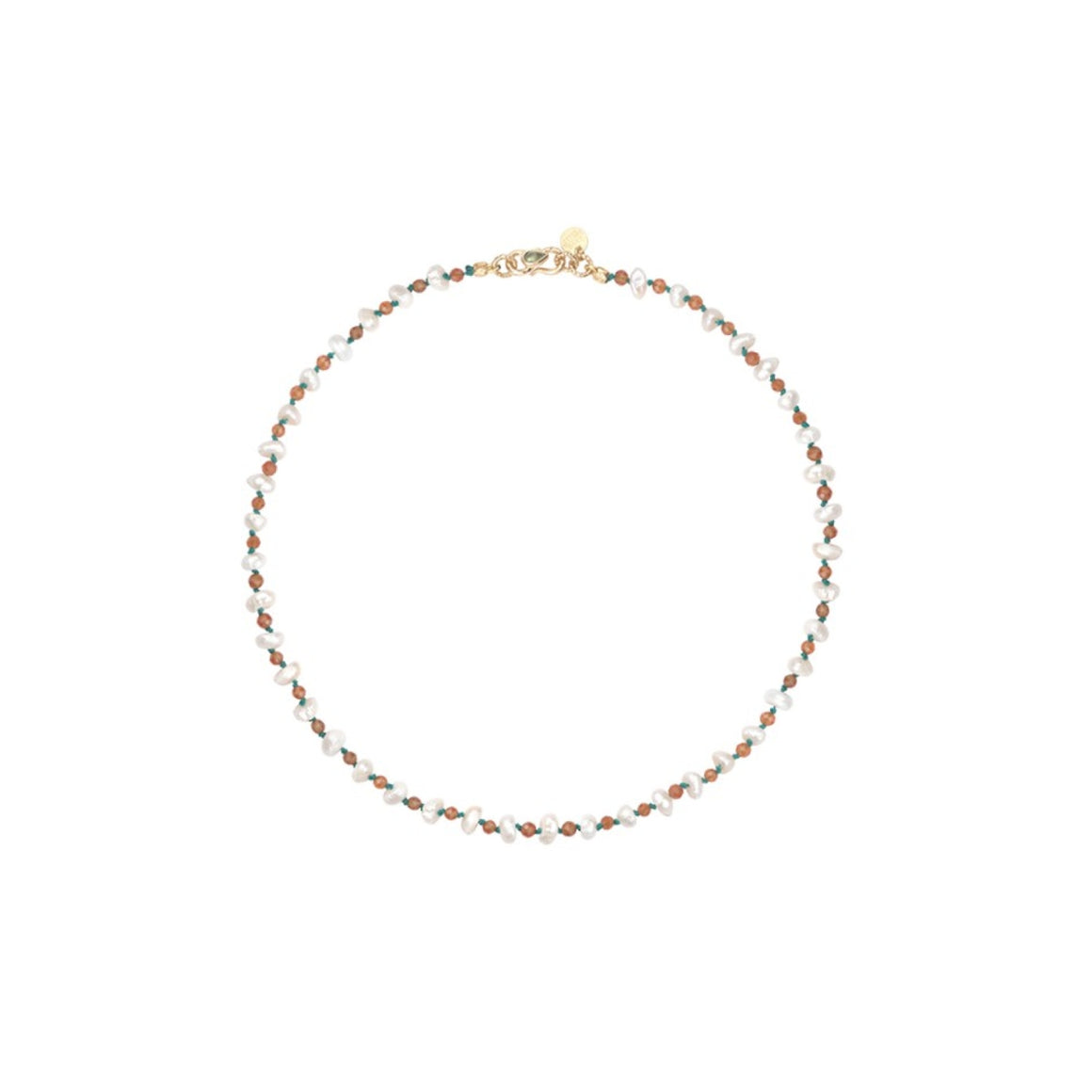 POESIE - Collier Ras de cou Perles d'eau douce, Hessonite