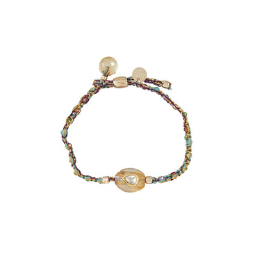 KASHA Bracelet Citrine et Diamant Polki  serti d'or, Argent 925 plaqué or