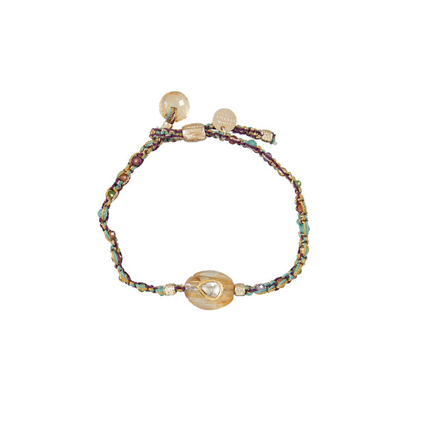 KASHA Bracelet Citrine et Diamant Polki  serti d'or, Argent 925 plaqué or