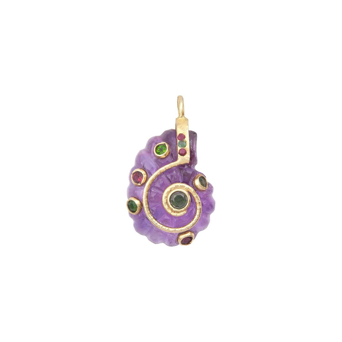 PORTOFINO Small Shell Charm, Amethyst & Multicolored Stones, Gold-Plated Silver