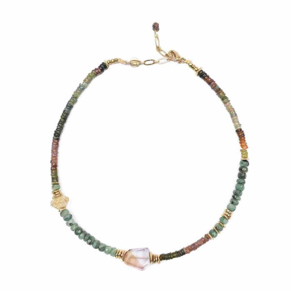 PRECIOUS Collier Amétrine Emeraudes Tourmalines
